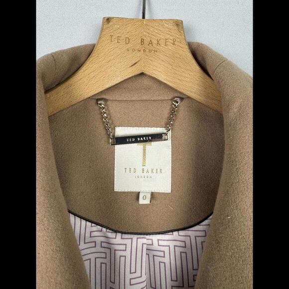 Ted Baker Drytaa Wool Short Wrap Coat Beige Size 0 Ted, 2 US - Picture 7 of 8